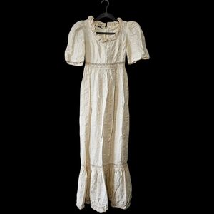 Vintage Algo Victorian Prairiecore Dress Size S Cream Lace Feminine Ivory